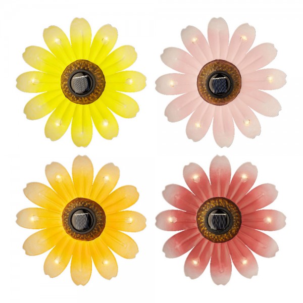 Figura solar metálica con forma de flor colores surtidos ø14 x 4 cm